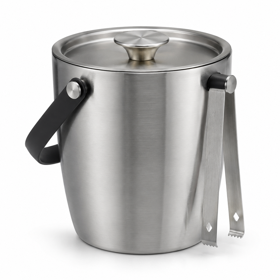 ChillKeep Double-Wall Ice Bucket with Tongs