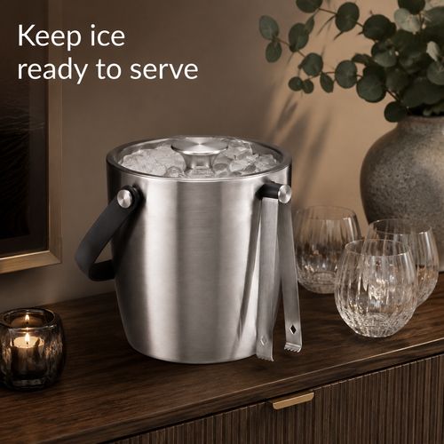ChillKeep Double-Wall Ice Bucket with Tongs