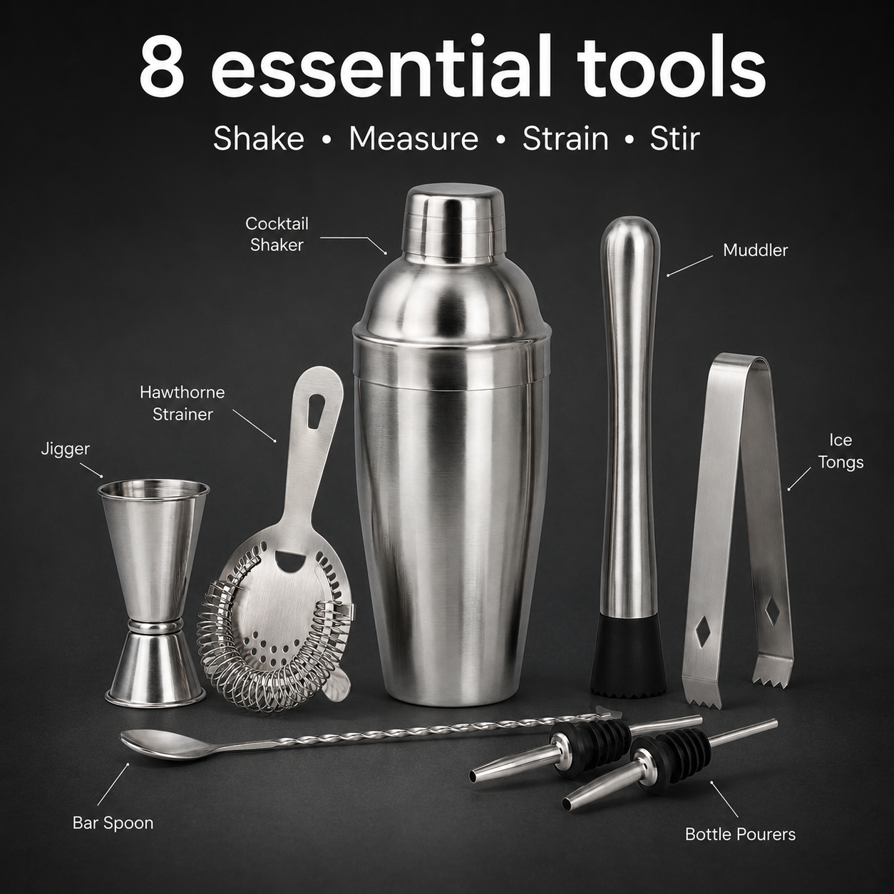 Sterling 8-Piece Cocktail Tool Set