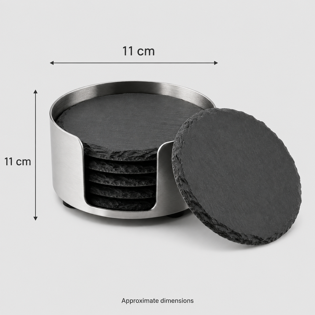 SlateServe 6-Piece Coaster Set with Holder