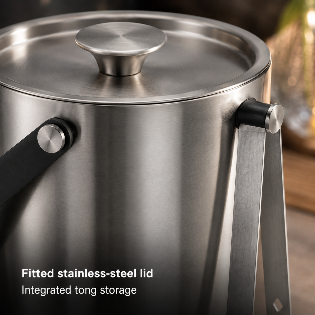 ChillKeep Double-Wall Ice Bucket with Tongs